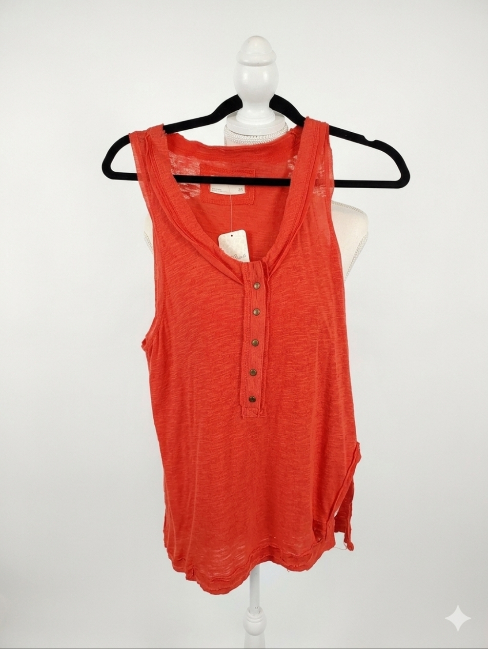 Free People Nwt Women's Orange Henley Tank Top